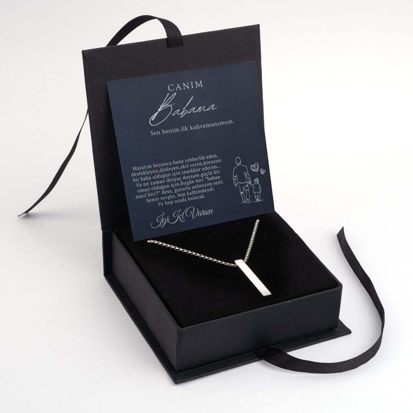 „Für meinen Sohn“-Stick-Halskette mit Notiz und Geschenkbox