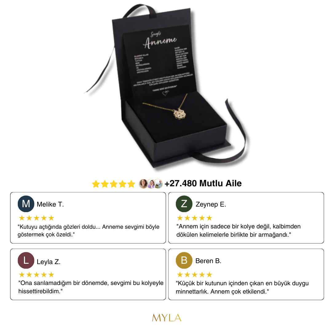 „Für meine Mutter“ Kleeblatt-Halskette mit Notiz und Geschenkbox