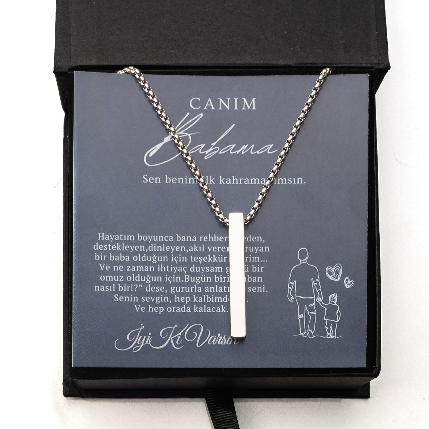 „Für meinen Sohn“-Stick-Halskette mit Notiz und Geschenkbox