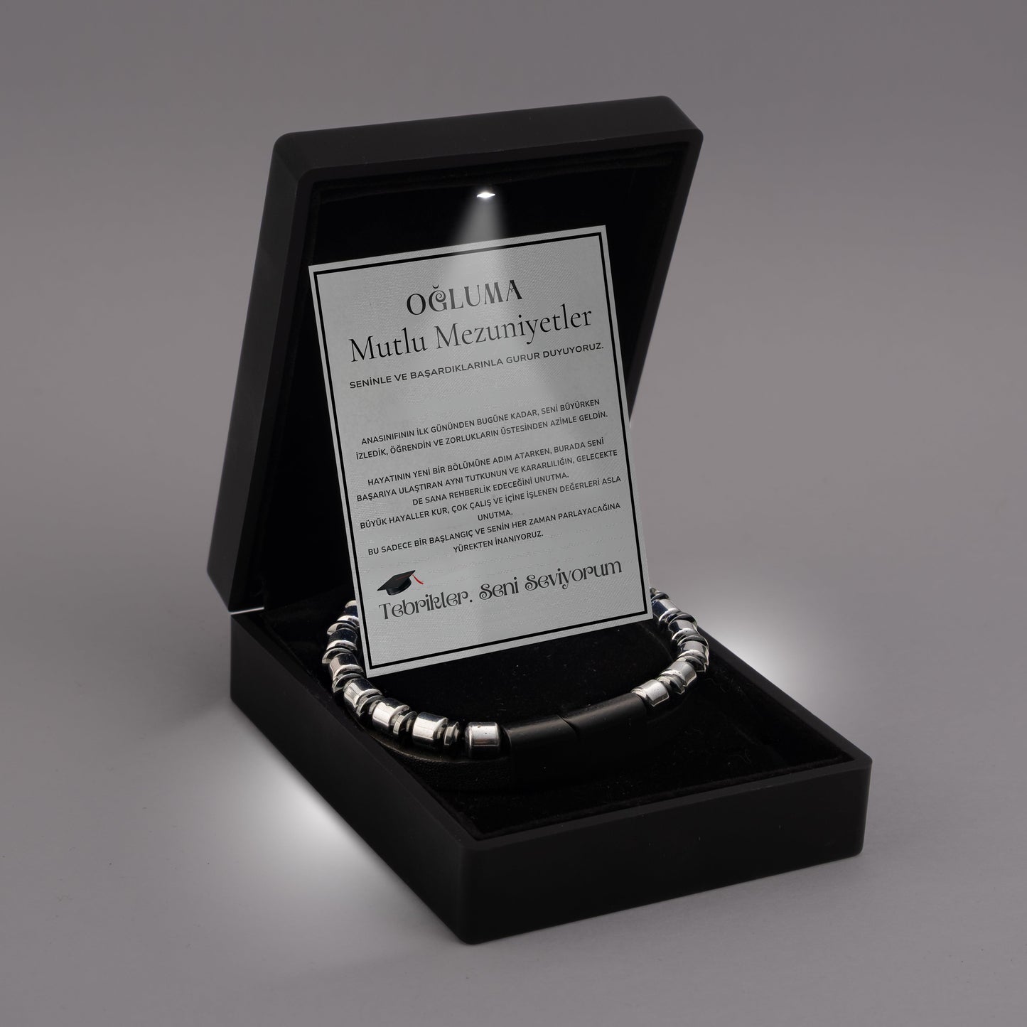 „Für meinen Sohn“-Stick-Halskette mit Notiz und Geschenkbox