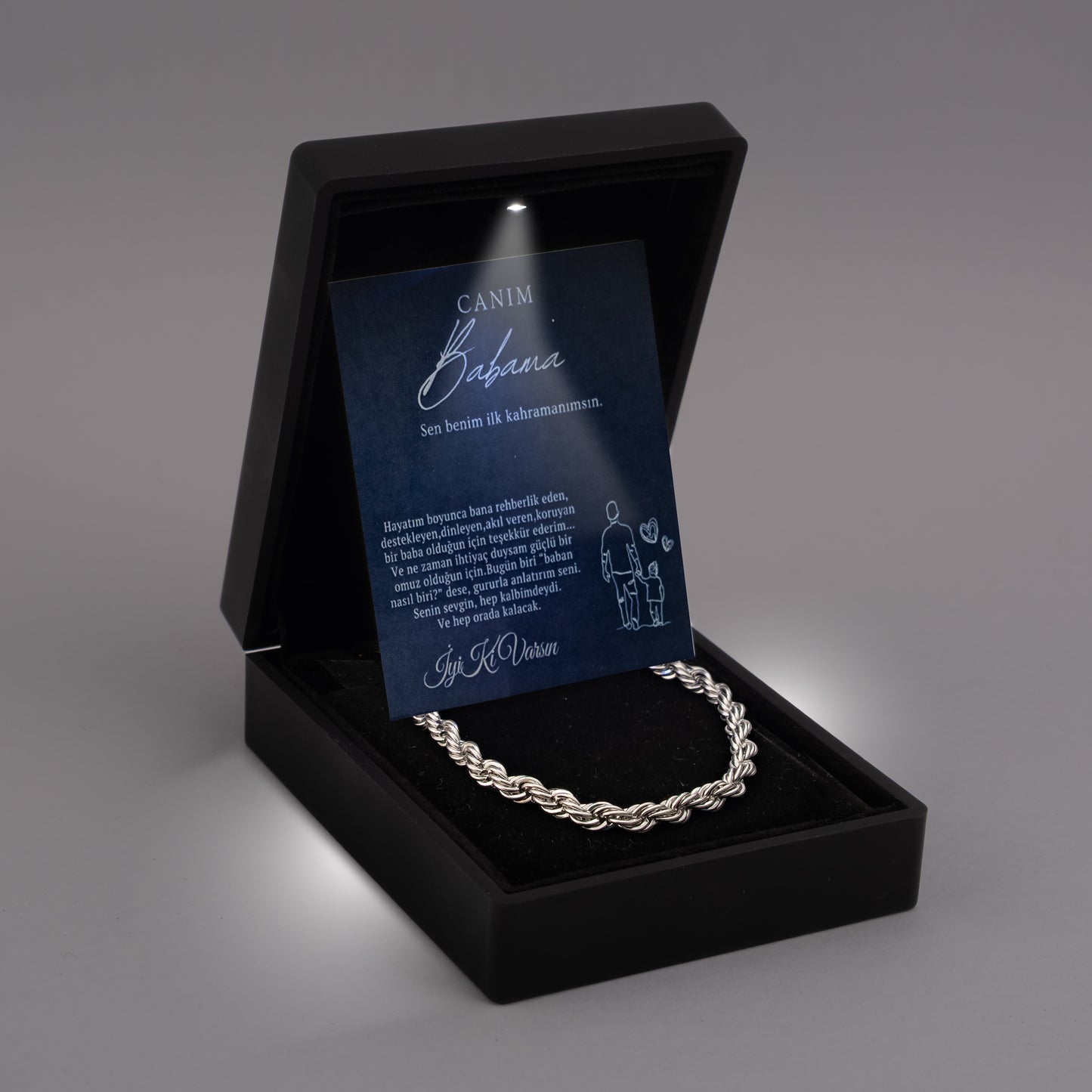 „Für meinen Sohn“-Stick-Halskette mit Notiz und Geschenkbox