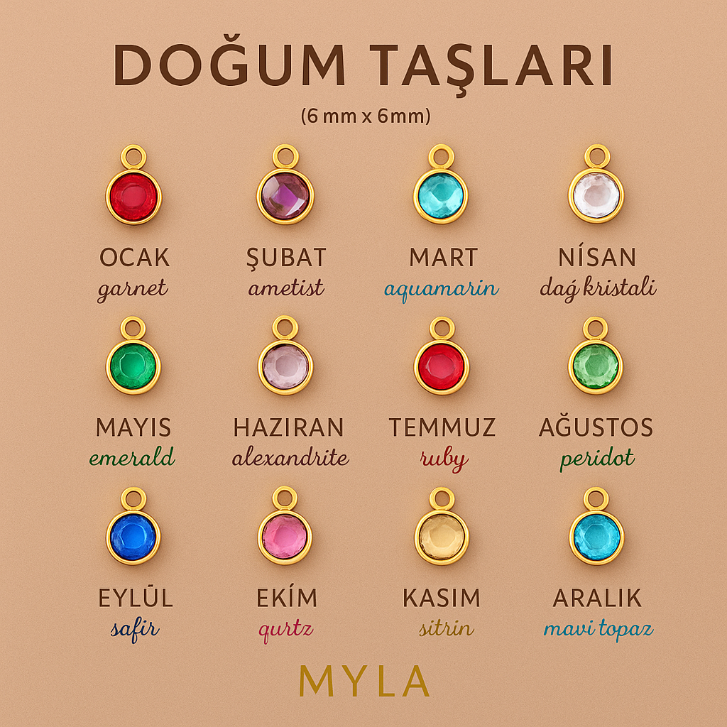 İsminizin Baş Harfi & Doğum Taşı Kolye