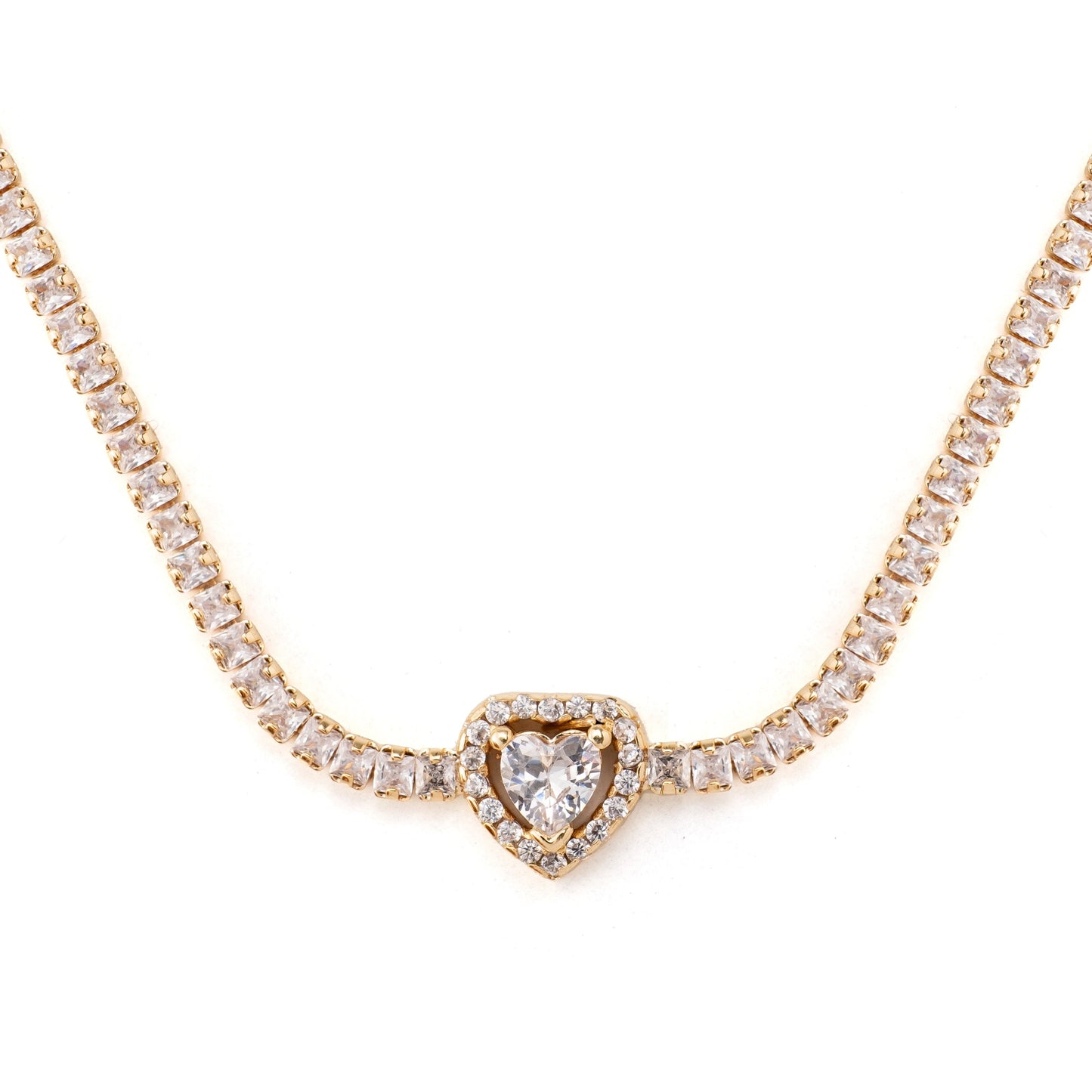Taşlı Kalp Bileklik Gold