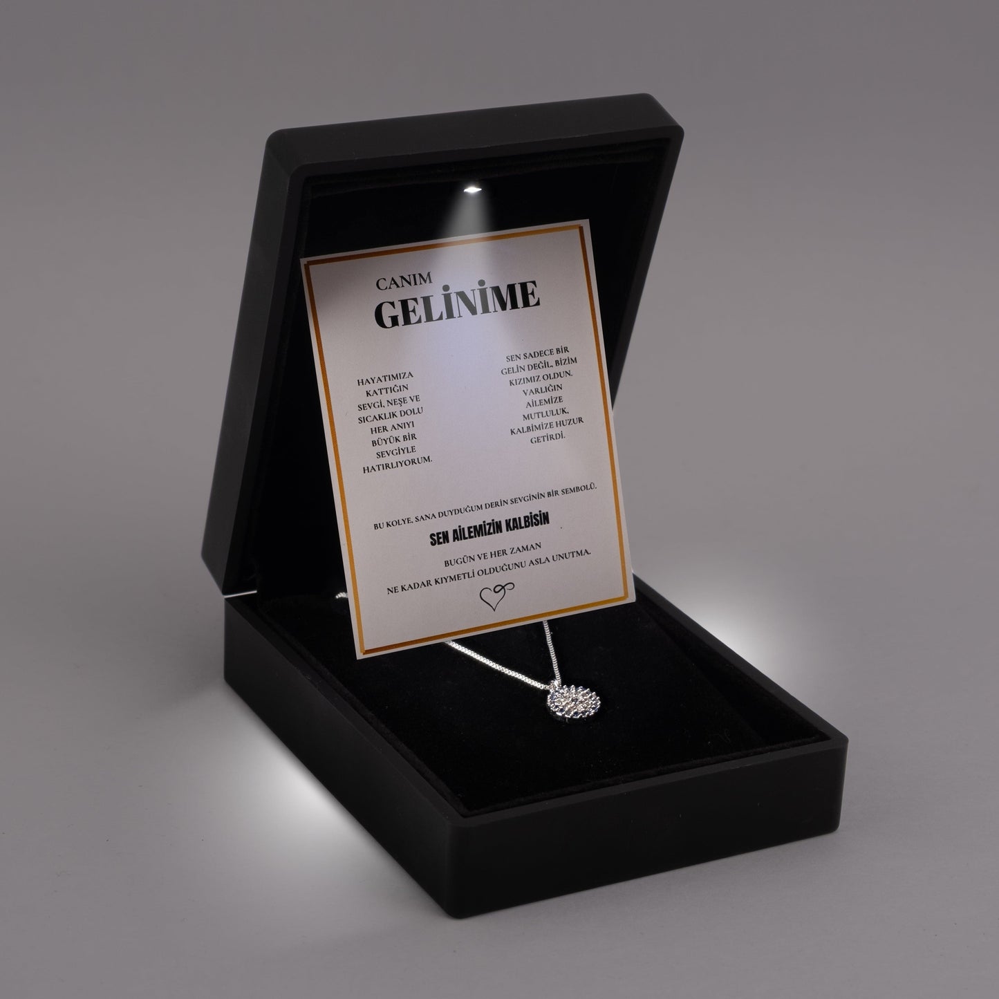 Halskette „Für meine Braut“ mit Schutzlicht und bösem Blick, mit Notiz und Geschenkbox