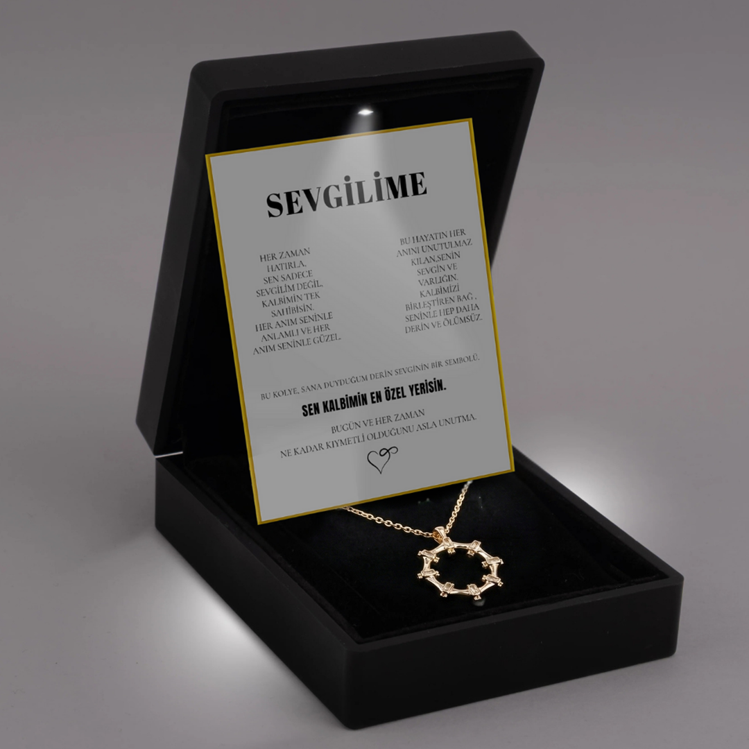 "Sevgilime" yıldız çelengi Kolye Anlamlı Not ve Kutulu