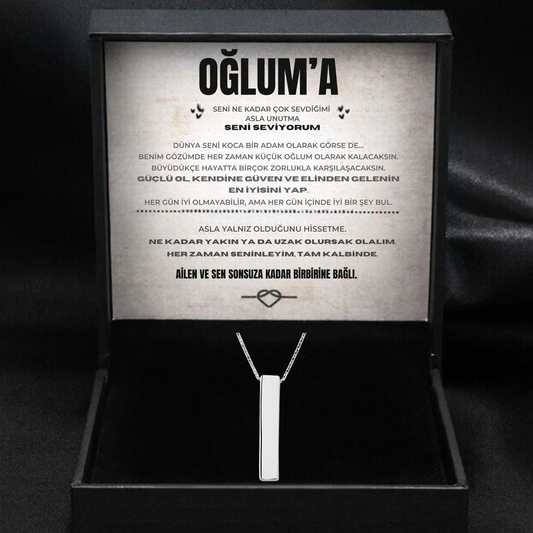 ''Oğluma'' Çubuk Kolye Notlu ve Kutulu
