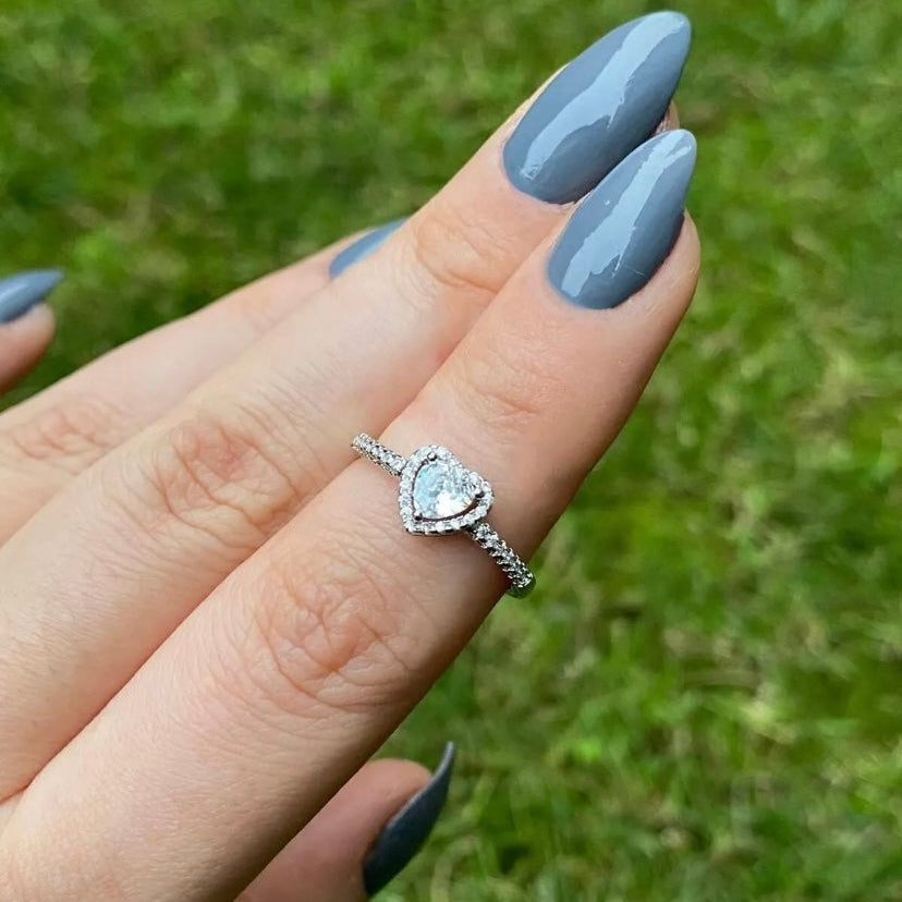 Stein Herz Ring Silber