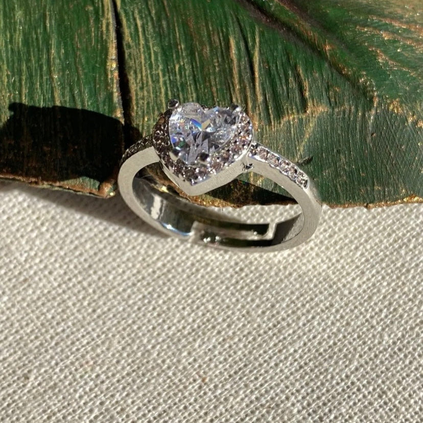 Stein Herz Ring Silber