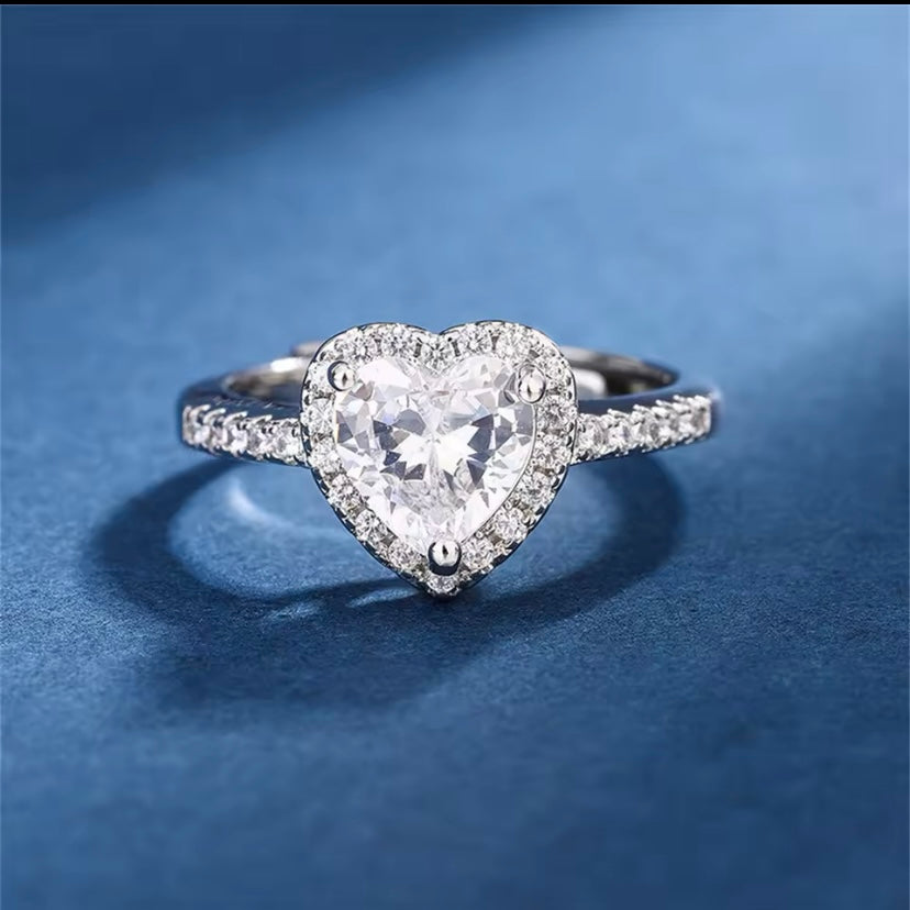 Stein Herz Ring Silber