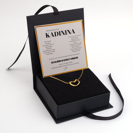 "Kadınıma" Kalp Çelik Kolye Notlu ve Kutulu