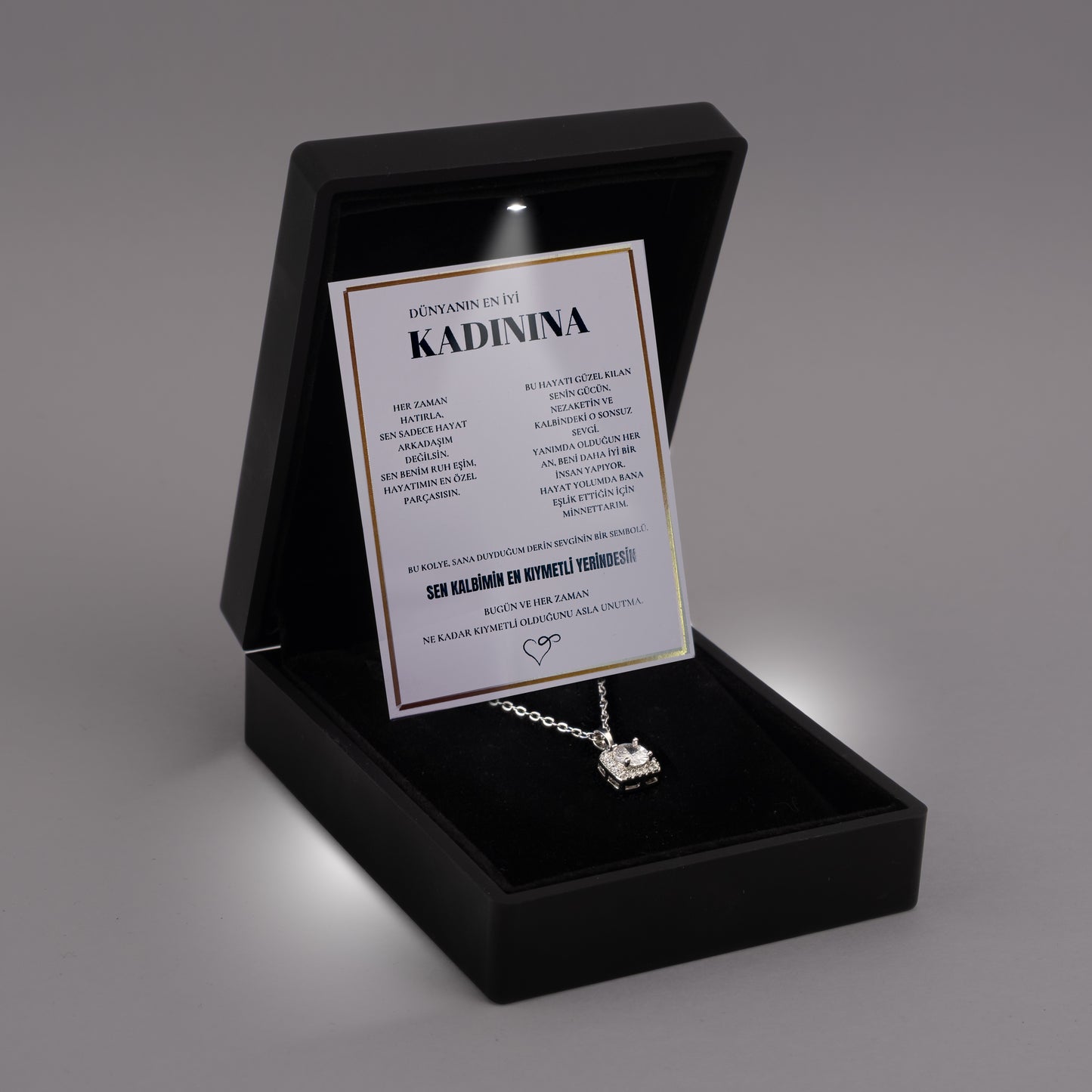 "Kadınıma" Zarafet Kolye Anlamlı Not ve Kutulu