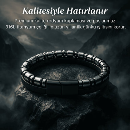 Kalbimin Sahibine Fantastik Oniks Doğal Taş Bileklik + Anneme Zarafet Kolye + Canım Babama Magneto Bileklik