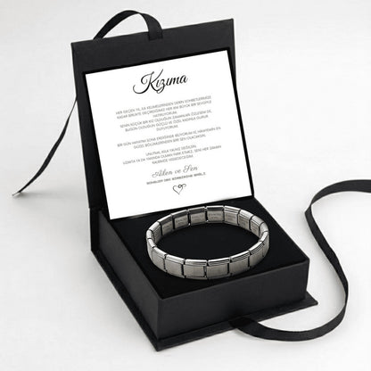 "Kızıma" Esnek Charm Bileklik Anlamlı Not ve Kutulu