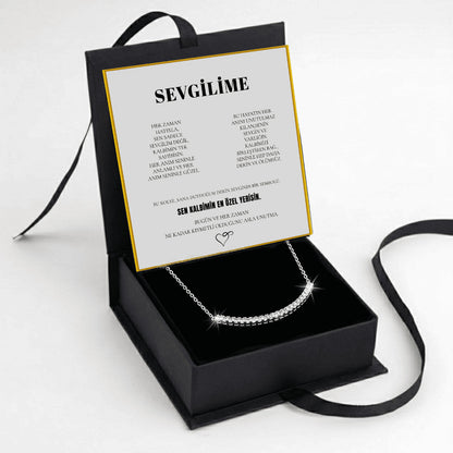 "Sevgilime" Sıra Taşlı Kolye Anlamlı Not ve kutulu