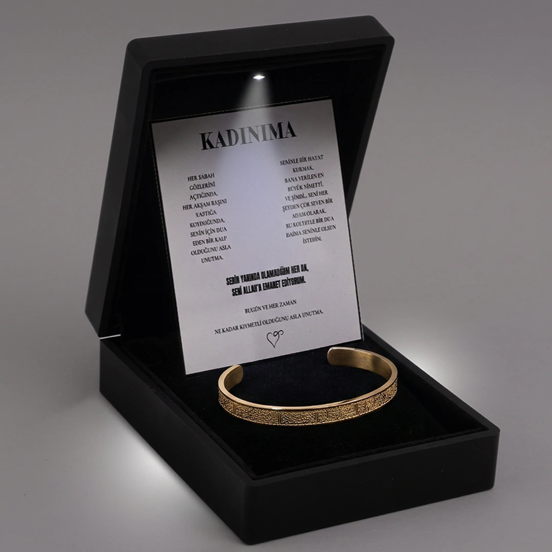 Ayetel Kurs-i Kadın Gold Bileklik