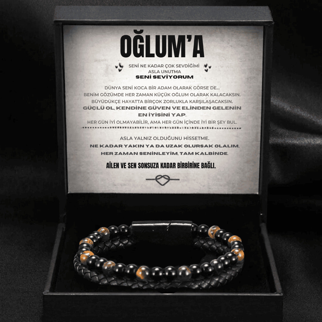 „Für meinen Sohn“-Stick-Halskette mit Notiz und Geschenkbox