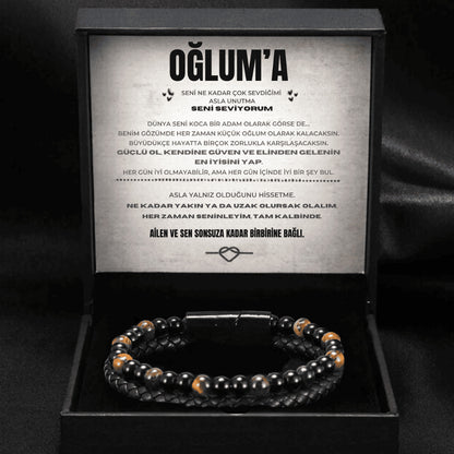 „Für meinen Sohn“-Stick-Halskette mit Notiz und Geschenkbox