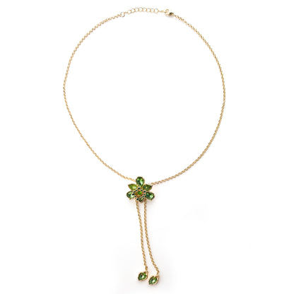 "Kadınına" Zümrüt Taşlı Bronş Kolye Notlu ve Kutulu