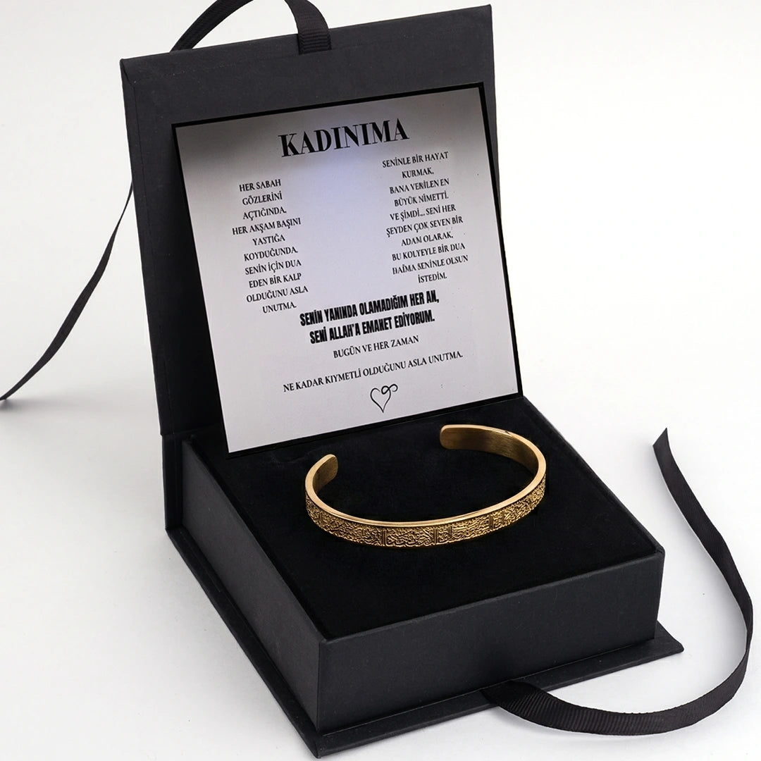Ayetel Kurs-i Kadın Gold Bileklik