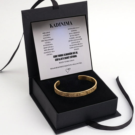 Ayetel Kurs-i Kadın Gold Bileklik