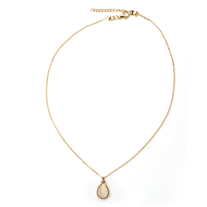 "Kadınına" Doğal Taşlı Damla Kolye Anlamlı Not ve Kutulu