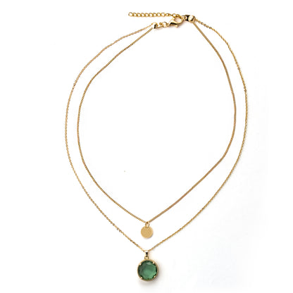 "Kadınına" Zümrüt Renk Damga Kolye Anlamlı Not ve Kutulu