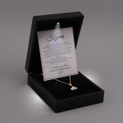 “Kızıma” Taç Model Işıltılı Kolye Anlamlı Notlu ve Kutulu