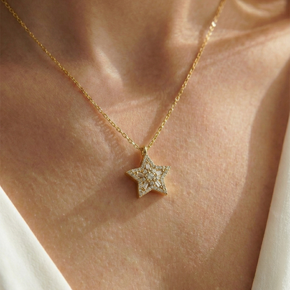 "Sevgilime" Elmas İşlemeli Star Kolye Anlamlı Not ve Kutulu