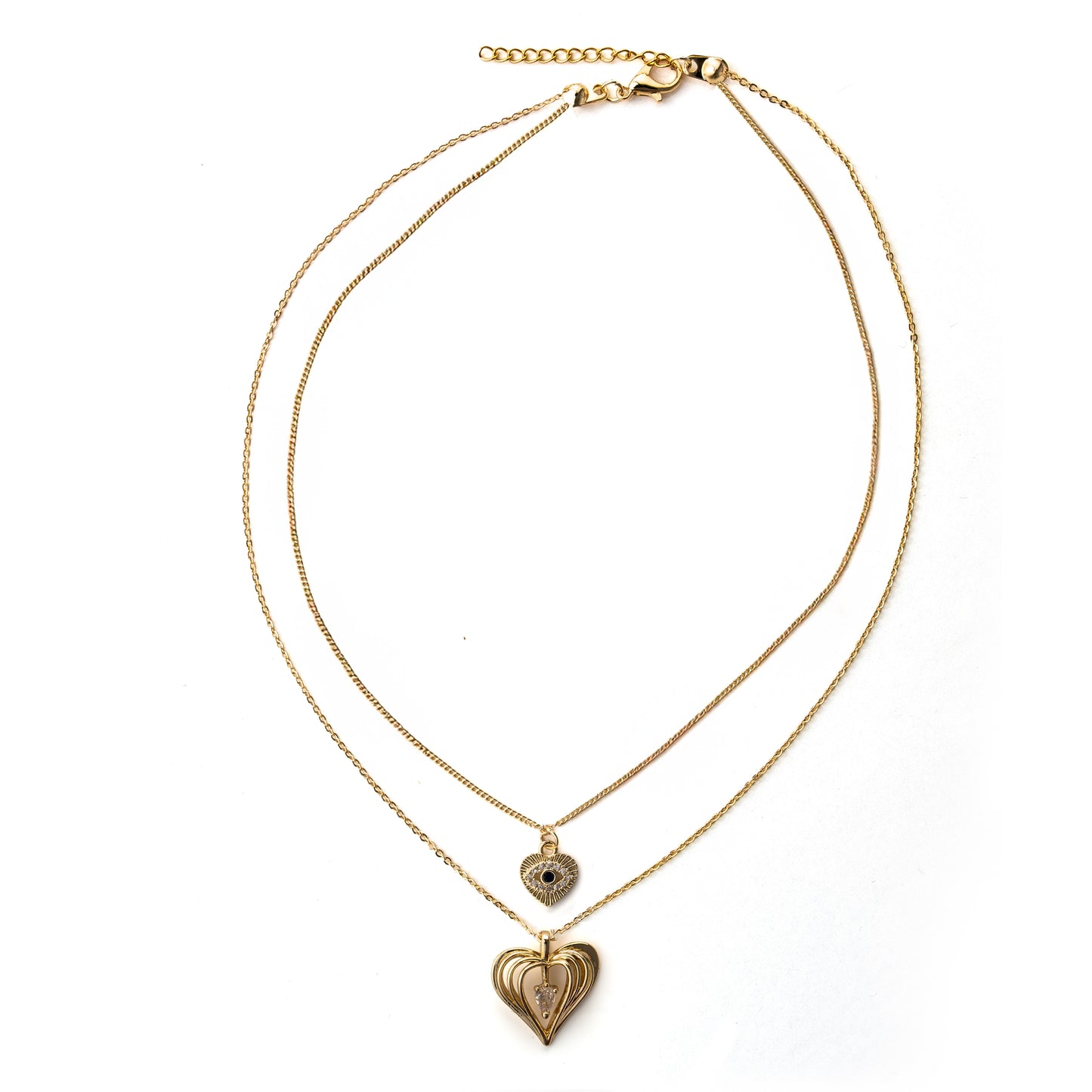 "Kadınına" Çift Kalp Kolye Anlamlı Not ve Kutulu