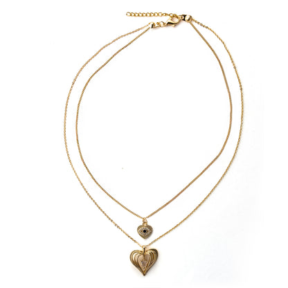 "Kadınına" Çift Kalp Kolye Anlamlı Not ve Kutulu