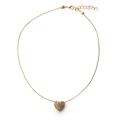 "Kadınına" Elmas İşlemeli Kalp Kolye Notlu ve Kutulu