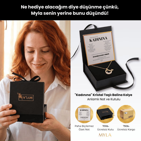 "Kadınına" Kristal Taşlı Balina Kolye Anlamlı Not ve Kutulu