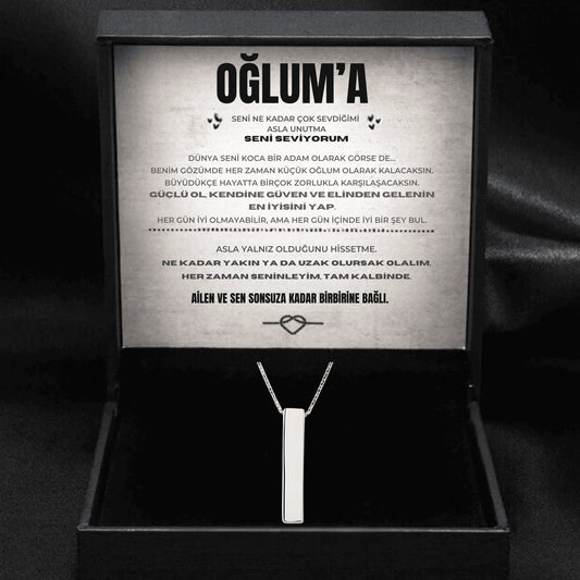''Oğluma'' Çubuk Kolye Notlu ve Kutulu