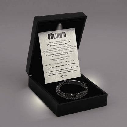 „Für meinen Sohn“-Stick-Halskette mit Notiz und Geschenkbox