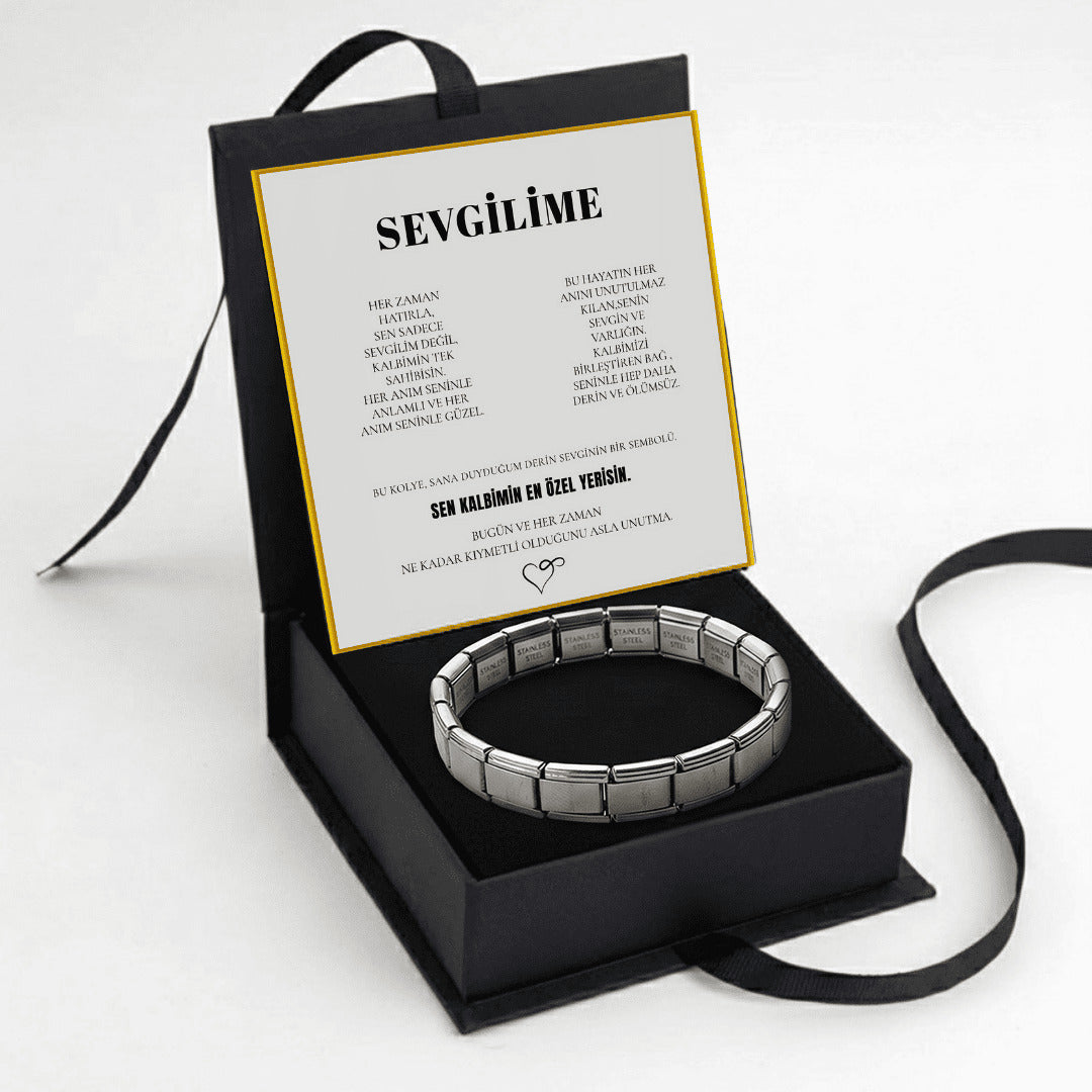 "Sevgilime" Esnek Charm Bileklik Anlamlı Not ve Kutulu