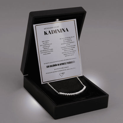 "Kadınına" Sıra Taşlı Kolye Anlamlı Not ve kutulu