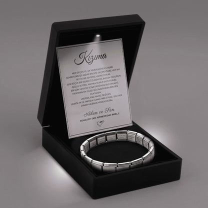 "Kızıma" Esnek Charm Bileklik Anlamlı Not ve Kutulu