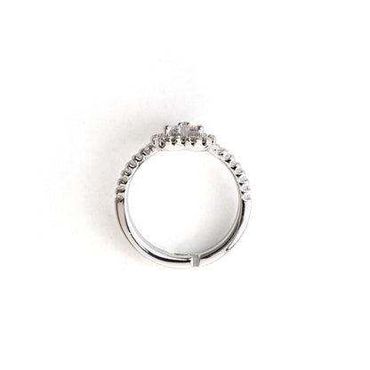 Taşlı Kalp Yüzük Silver