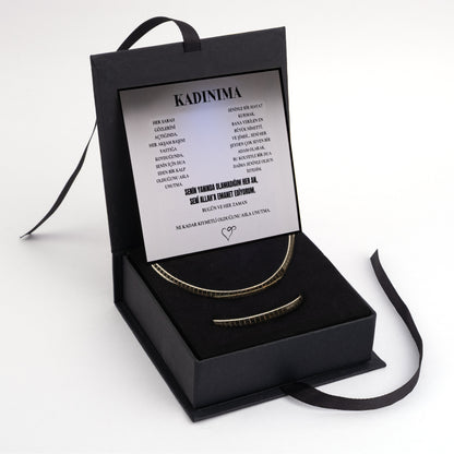 "Kadınıma" Choker Kolye-Bileklik Hediye Seti