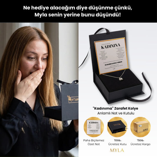 "Kadınıma" Zarafet Kolye Anlamlı Not ve Kutulu