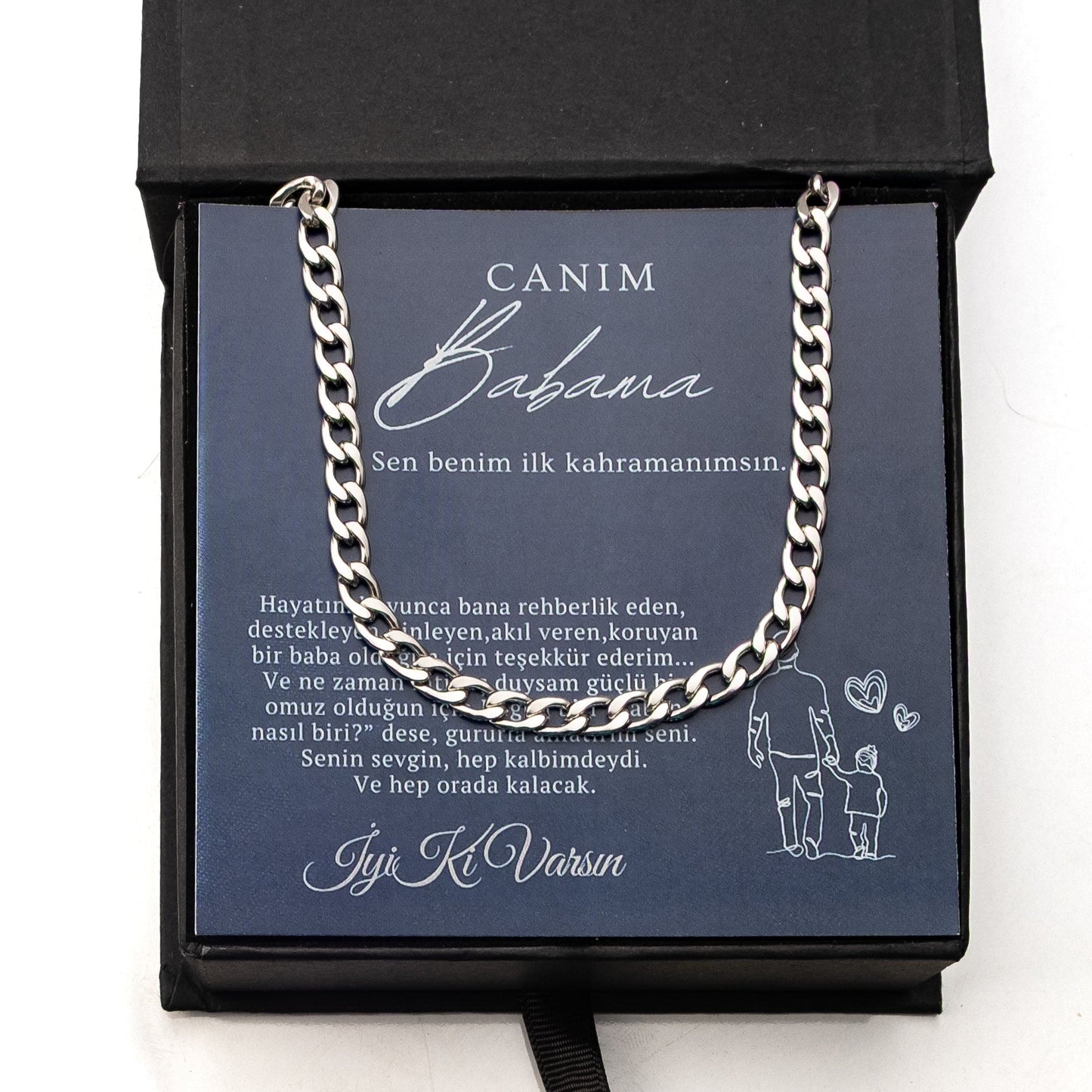 „Für meinen Sohn“-Stick-Halskette mit Notiz und Geschenkbox