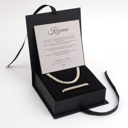 ''Kızıma'' Su Yolu Taşlı Kolye-Bileklik Seti