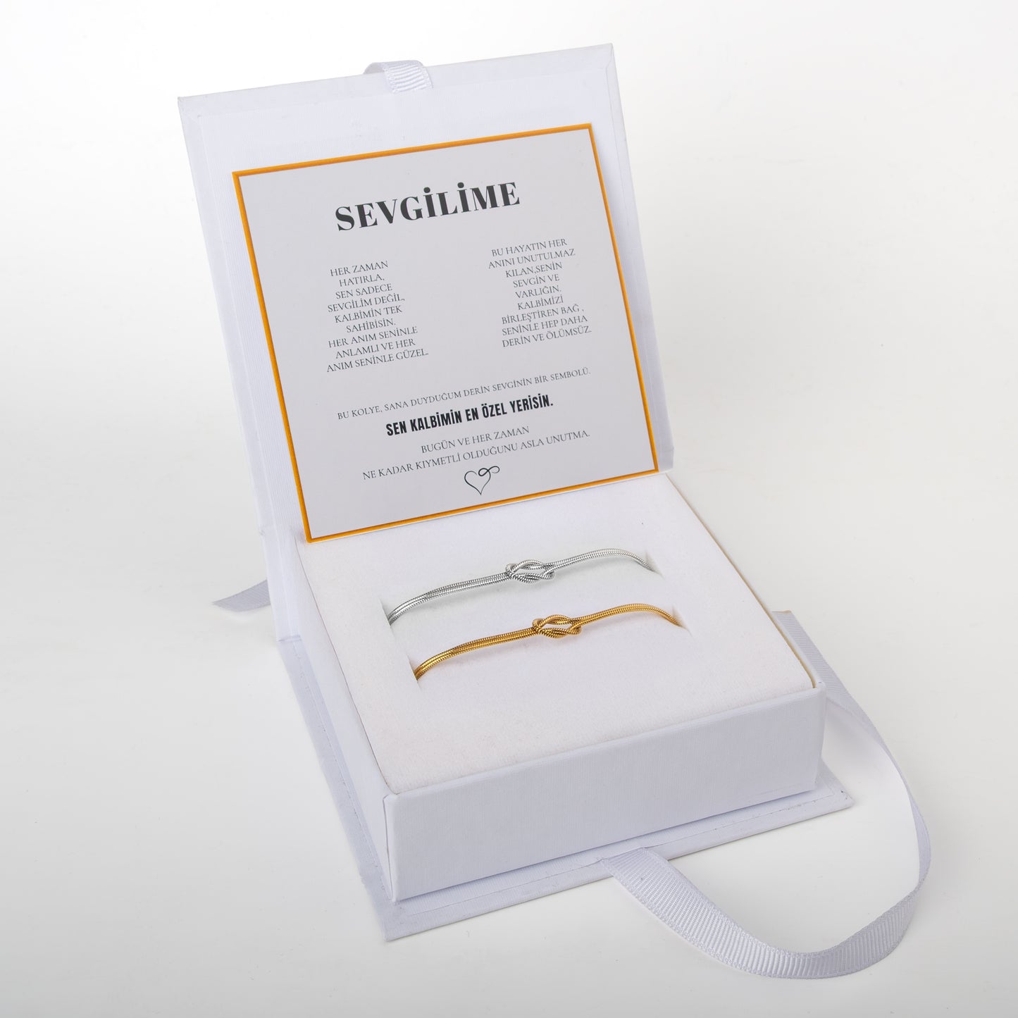 "Sevgilime" İkili Çift Düğüm Bileklik Anlamlı Not ve Kutulu