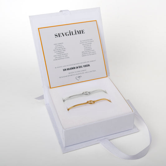 "Sevgilime" İkili Çift Düğüm Bileklik Anlamlı Not ve Kutulu