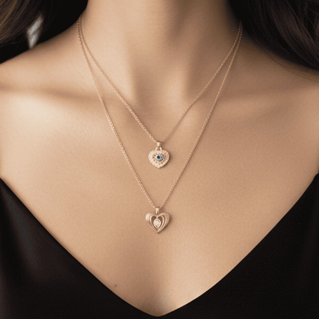 "Sevgilime" Çift Kalp Kolye Anlamlı Not ve Kutulu