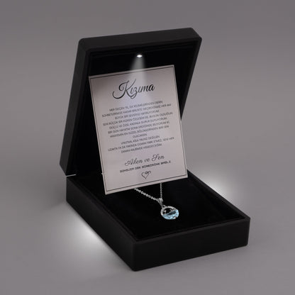 “Kızıma” Ay Işığı Taşlı Kolye Anlamlı Notlu ve Kutulu