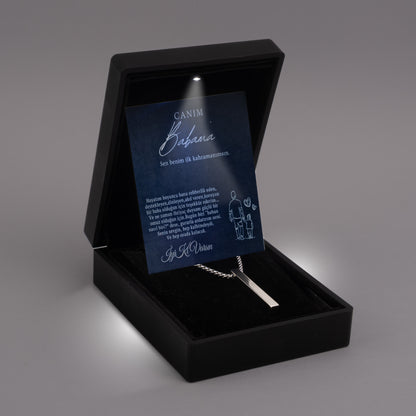„Für meinen Sohn“-Stick-Halskette mit Notiz und Geschenkbox