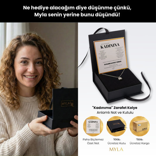 "Kadınıma" Zarafet Kolye Anlamlı Not ve Kutulu