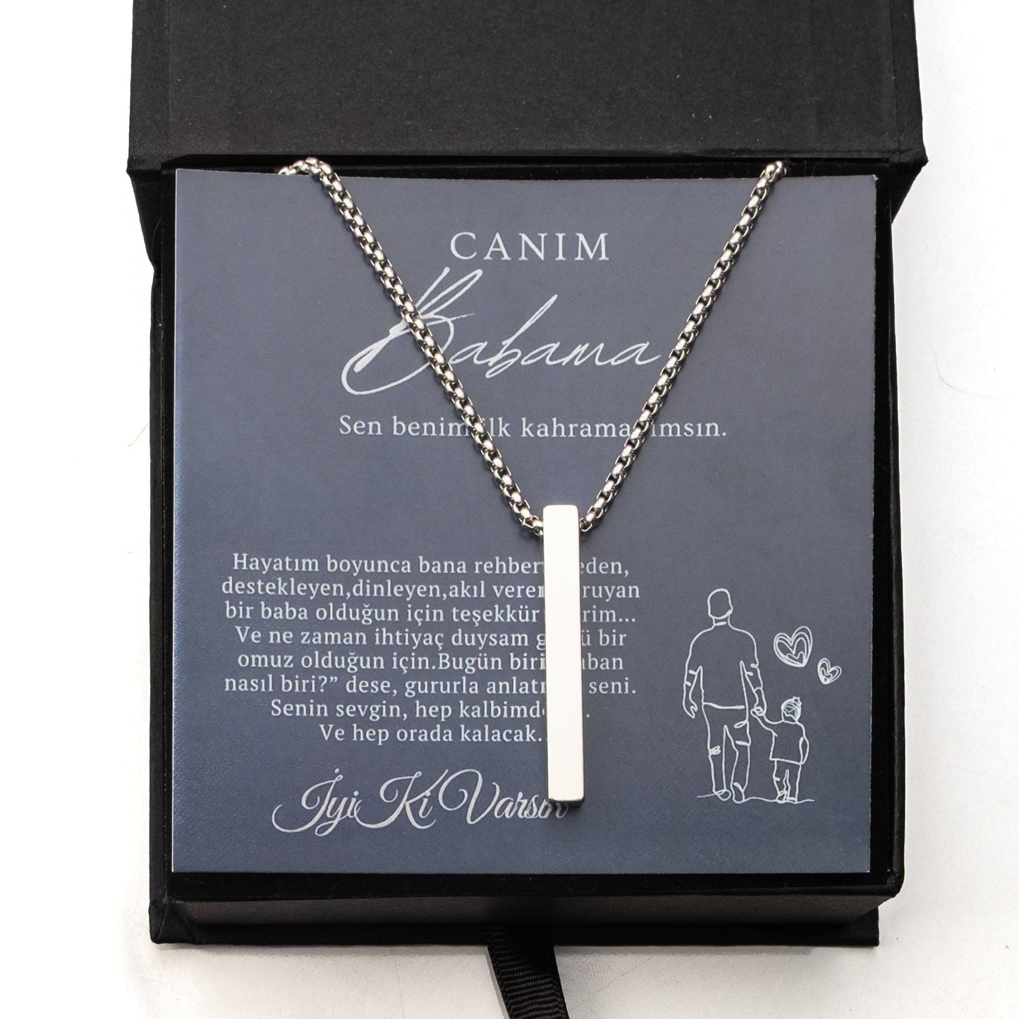 ''Canım Babam'' Çubuk Kolye Anlamlı Not ve Kutulu