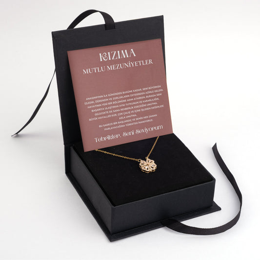 ''Kızıma Mutlu Mezuniyetler'' Yonca Kolye
